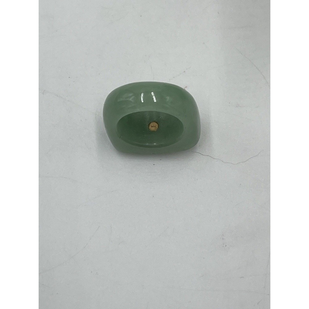 Jade Natural Icy Green Jadeite and MOP Flower Saddle Beautiful 14k Ring Sz 7.5-8 - Picture 13 of 13